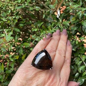 Genuine Trillion Brazilian Smokey Quartz Ring 55 cts. Size 7